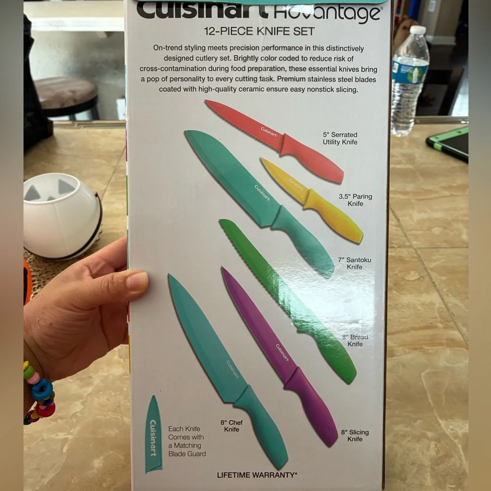 NEW Cuisinart Advantage 12-piece Knife Set with Multicolor Blades